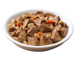 Chef Michael’s® Canine Creations Beef Tenderloin Flavor and barley & carrot garnishes bowl